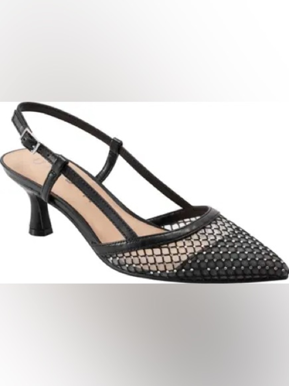 Unisa Unevrett-J Black Mesh Rhinestone Slingback Kitten Heel Pumps Women Size 6M